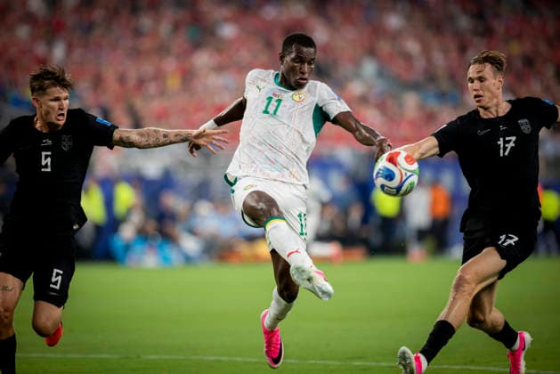 New York New Jersey, USA 22nd Jun 2026. Nicolas Jackson (SEN) David Moller Wolfe (NOR) Torbjorn Heggem (NOR) Norway - Senegal World Cup Norwegen - Senegal 22.06.2026 *** New York, New Jersey, USA, June 22, 2026 Nicolas Jackson (SEN), David Moller Wolfe (NOR), Torbjorn Heggem (NOR), Norway, Senegal, World Cup, Norway, Senegal, June 22, 2026,detected_source_language