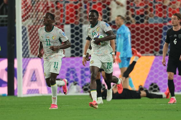 22.06.2026, Fussball, Herren, FIFA Weltmeisterschaft 2026, Vorrunde, Gruppe I, New York, Norwegen - Senegal, Torjubel zum 3:2, Torschütze: Ismaila Sarr (Senegal) New York MetLife Stadium New York Vereinigte Staaten von Amerika (US) *** June 22, 2026, Soccer, Mens, 2026 FIFA World Cup, Group Stage, Group I, New York, Norway vs. Senegal, Celebration of the 3-2 goal, Goal scorer Copyright: xSebastianxBachx