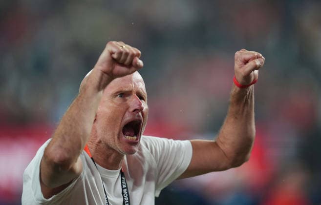 Staale Solbakken (Norway) celebrate during Norway and Senegal, Group I FIFA World Cup, WM, Weltmeisterschaft, Fussball 2026, Met Life Stadium, New jersey, USA on June 22, 2026. Thor Wegner DeFodi Images. (Photo by DeFodi Images) - *** Staale Solbakken of Norway celebrates during the match between Norway and Senegal in Group I of the 2026 FIFA World Cup at MetLife Stadium in New Jersey, USA, on June 22, 2026. Photo by DeFodi Images (Thor Wegner),detected_source_language