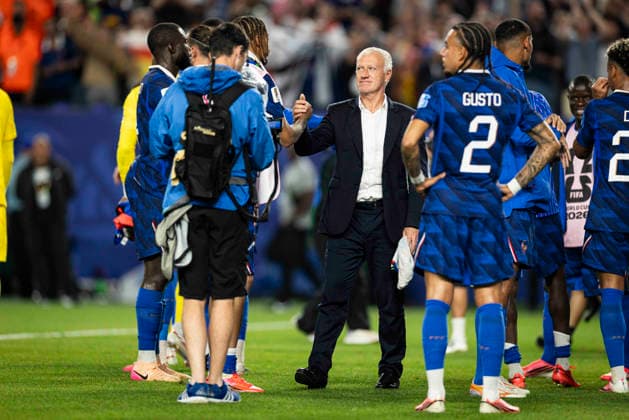 FOOTBALL : France vs Irak - Coupe du monde FIFA 2026. Lincoln Financial Field Philadelphie 22 06 2026 CÃ lÃ bration de l Ã quipe de France apres avoir remportÃ la victoire. Didier Deschamps, Coach France Team  Copyright: xx