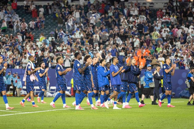 FOOTBALL : France vs Irak - Coupe du monde FIFA 2026. Lincoln Financial Field Philadelphie 22 06 2026 cÃ lÃ bration de l Ã quipe de France avec ses supporters  Copyright: xelyxandroxcegarrax