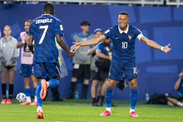 FOOTBALL : France vs Irak - Coupe du monde FIFA 2026. Lincoln Financial Field Philadelphie 22 06 2026 Joie des joueurs de l equipe de apres le but de Kylian Mbappe 10 (France)  Copyright: xx