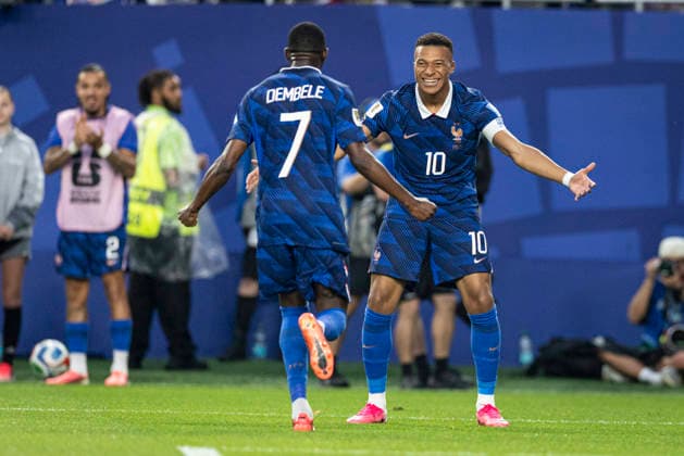 FOOTBALL : France vs Irak - Coupe du monde FIFA 2026. Lincoln Financial Field Philadelphie 22 06 2026 Joie des joueurs de l equipe de apres le but de Kylian Mbappe 10 (France)  Copyright: xx