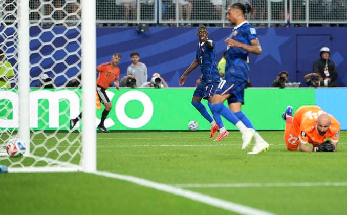 (260623) -- PHILADELPHIA, June 23, 2026 -- Ousmane Dembele (3rd R) of France celebrates scoring during the group I match between France and Iraq at the 2026 FIFA World Cup, WM, Weltmeisterschaft, Fussball at Philadelphia Stadium in Philadelphia, the United States, June 22, 2026. ) (SP)U.S.-PHILADELPHIA-FOOTBALL-FIFA WORLD CUP-GROUP I-FRA VS IRQ LuixSiuxWai 