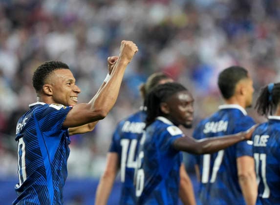 (260623) -- PHILADELPHIA, June 23, 2026 -- Kylian Mbappe (1st L) of France celebrates scoring during the group I match between France and Iraq at the 2026 FIFA World Cup, WM, Weltmeisterschaft, Fussball at Philadelphia Stadium in Philadelphia, the United States, June 22, 2026. ) (SP)U.S.-PHILADELPHIA-FOOTBALL-FIFA WORLD CUP-GROUP I-FRA VS IRQ LuixSiuxWai 