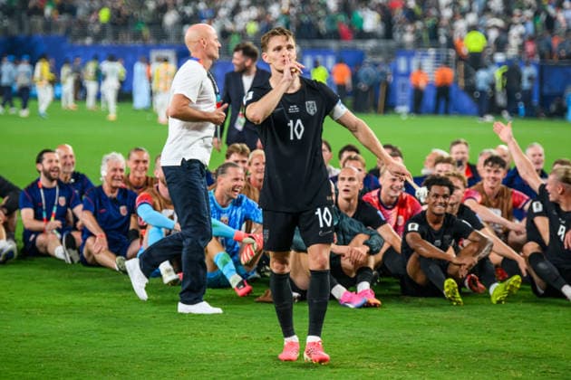 260622 Martin odegaard of Norway celebrates after the FIFA World Cup, WM, Weltmeisterschaft, Fussball 2026 group stage football match between Norway and Senegal on June 22, 2026 in New Jersey. Photo: Jon Olav Nesvold BILDBYRAN COP 217 VG0963 bbeng fotboll football soccer fotball vm fotbolls-vm fotball-vm fotbolls-vm 2026 fifa world cup 2026 new york norge norway senegal jubel *** June 22, 2026  Copyright: JONxOLAVxNESVOLD BB260622JE081