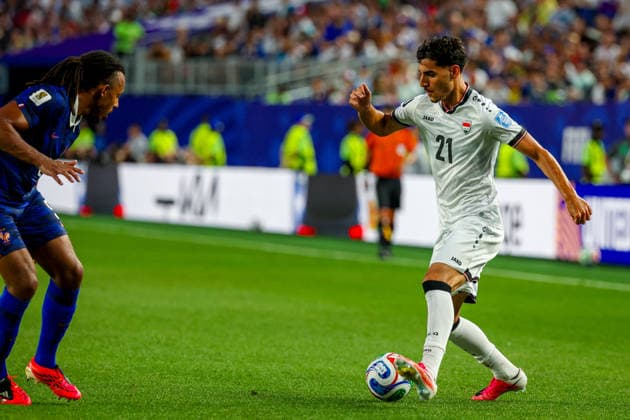 June 22, 2026, Philadelphia, Pennsylvania, USA: MARKO FARJI of Iraq dribbles the ball during the 2026 FIFA World Cup, WM, Weltmeisterschaft, Fussball Group I match at Philadelphia Stadium in Philadelphia, PA on June 22, 2026. Philadelphia USA - ZUMAm283 20260622_zsp_m283_059 Copyright: xBillyxMyersx