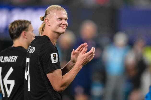 Fußball, WM 2026, 20260622, Norwegen - Senegal. Im Bild Schlussjubel, Erling HAALAND (Norwegen, 9). East Rutherford New-York-New-Jersey-Stadion New Jersey Vereinigte Staaten von Amerika *** Soccer, 2026 World Cup, 20260622, Norway vs. Senegal; Pictured Copyright: Passion2Press MarkusxFischerx