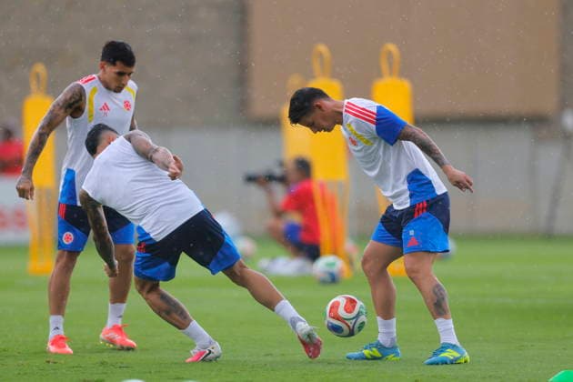 FIFA World Cup, WM, Weltmeisterschaft, Fussball 2026 - Colombia training session James Rodriguez (R) of Colombia takes part in a training session ahead of their FIFA World Cup 2026 Group K match against DR Congo in Guadalajara, Jalisco, Mexico, 22 June 2026. GUADALAJARA Mexico  Copyright: xFRANCISCOxGUASCOx