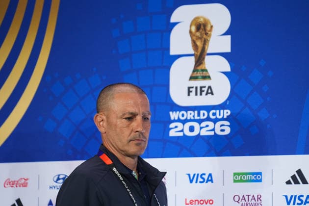 press conference, PK, Pressekonferenz ahead of Portugal v Uzbekistan - 2026 FIFA World Cup, WM, Weltmeisterschaft, Fussball HOUSTON, UNITED STATES - JUNE 22 : Football player Eldor Shomurodov (not seen) and head coach Fabio Cannavaro of Uzbekistan speak during a press conference ahead of their Group K second match against Portugal in the 2026 FIFA World Cup at Houston Stadium in Houston, Texas, United States on June 22, 2026. Hakan Akgun Anadolu Houston United States. Editorial use only. Please get in touch for any other usage.  Copyright: x2026xAnadoluxHakanxAkgunx