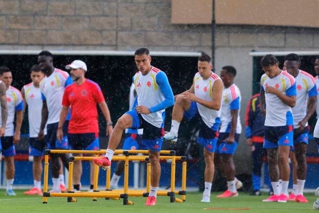 FIFA World Cup, WM, Weltmeisterschaft, Fussball 2026 - Colombia training session Juan Portilla (C) of Colombia takes part in a training session ahead of their FIFA World Cup 2026 Group K match against DR Congo in Guadalajara, Jalisco, Mexico, 22 June 2026. GUADALAJARA Mexico  Copyright: xFRANCISCOxGUASCOx
