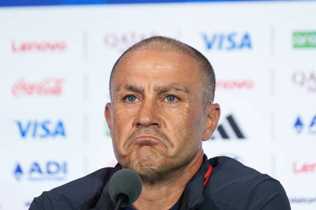 press conference, PK, Pressekonferenz ahead of Portugal v Uzbekistan - 2026 FIFA World Cup, WM, Weltmeisterschaft, Fussball HOUSTON, UNITED STATES - JUNE 22 : Football player Eldor Shomurodov (not seen) and head coach Fabio Cannavaro of Uzbekistan speak during a press conference ahead of their Group K second match against Portugal in the 2026 FIFA World Cup at Houston Stadium in Houston, Texas, United States on June 22, 2026. Hakan Akgun Anadolu Houston United States. Editorial use only. Please get in touch for any other usage.  Copyright: x2026xAnadoluxHakanxAkgunx