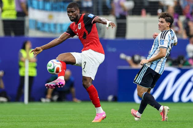 Austria s Kevin Danso in action during the FIFA World Cup, WM, Weltmeisterschaft, Fussball 2026 Group J match between Argentina and Austria at Dallas Stadium on June 22, 2026 in Dallas, United States. (Photo by Torbjorn Tande DeFodi Images) - *** Austrias Kevin Danso in action during the 2026 FIFA World Cup Group J match between Argentina and Austria at Dallas Stadium on June 22, 2026, in Dallas, United States. Photo by Torbjorn Tande, DeFodi Images,detected_source_language