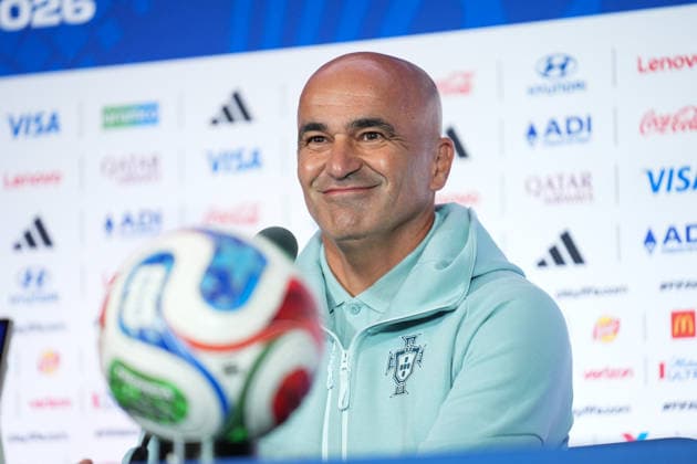 press conference, PK, Pressekonferenz ahead of Portugal v Uzbekistan - 2026 FIFA World Cup, WM, Weltmeisterschaft, Fussball HOUSTON, UNITED STATES - JUNE 22 : Head coach Roberto Martinez of Portugal speaks during a press conference ahead of their Group K second match against Uzbekistan in the 2026 FIFA World Cup at Houston Stadium in Houston, Texas, United States on June 22, 2026. Hakan Akgun Anadolu Houston United States. Editorial use only. Please get in touch for any other usage.  Copyright: x2026xAnadoluxHakanxAkgunx