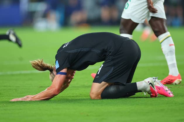 EAST RUTHERFORD, NJ - JUNE 22: Erling Haaland 9 of Norway runs toward the ball during the first half of the FIFA World Cup, WM, Weltmeisterschaft, Fussball 2026 Group I Match between Norway and Senegal on June 22, 2026 at New York New Jersey Stadium in East Rutherford, New Jersey. (Photo by Rich Graessle Icon Sportswire) SOCCER: JUN 22 FIFA World Cup 26 Group I - Norway vs Senegal EDITORIAL USE ONLY Icon26062227521