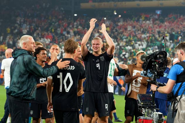 IPA85959437 - Erling Haaland of Norway celebrates the victory during the Norway vs. Senegal FIFA World Cup, WM, Weltmeisterschaft, Fussball match in New York, USA, on June 22, 2026  Copyright: xEmmanuelexMastrodonato IPAxSportx xx 85959437