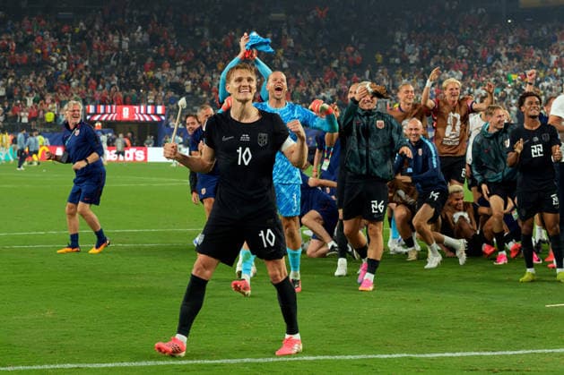 IPA85959426 - Martin Odegaard of Norway celebrates the victory during the Norway vs. Senegal FIFA World Cup, WM, Weltmeisterschaft, Fussball match in New York, USA, on June 22, 2026  Copyright: xEmmanuelexMastrodonato IPAxSportx xx 85959426