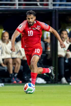 SANTA CLARA, CA - JUNE 22: Musa Al-Tamari 10 of Jordan runs with the ball during the FIFA World Cup, WM, Weltmeisterschaft, Fussball Group J match between Jordan and Algeria on June 22, 2026 at San Francisco Bay Area Stadium in Santa Clara, CA. (Photo by Bob Kupbens Icon Sportswire) SOCCER: JUN 22 FIFA World Cup 26 Group J - Jordan vs Algeria EDITORIAL USE ONLY Icon260622032