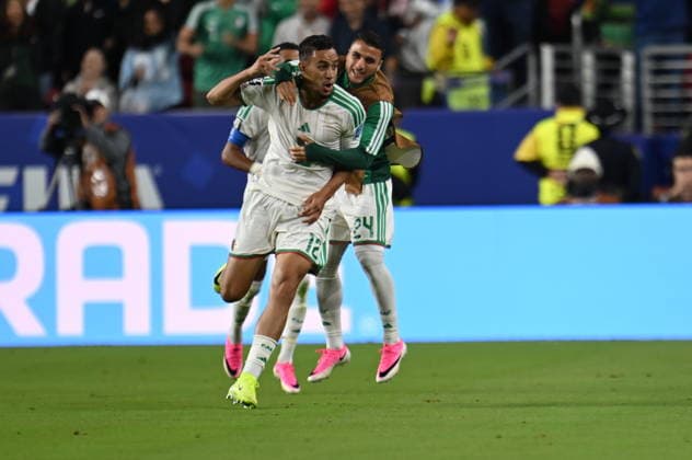 Jordan v Algeria - FIFA World Cup, WM, Weltmeisterschaft, Fussball 2026 - Group J SANTA CLARA, UNITED STATES - JUNE 22: Nadhir Benbouali (C) of Algeria celebrates after scoring a goal during the 2026 FIFA World Cup First Stage Group J match between Jordan and Algeria at Levi s Stadium (San Francisco Bay Area Stadium) in Santa Clara, California, United States on June 22, 2026. Tayfun Coskun Anadolu California United States. Editorial use only. Please get in touch for any other usage.  Copyright: x2026xAnadoluxTayfunxCoskunx