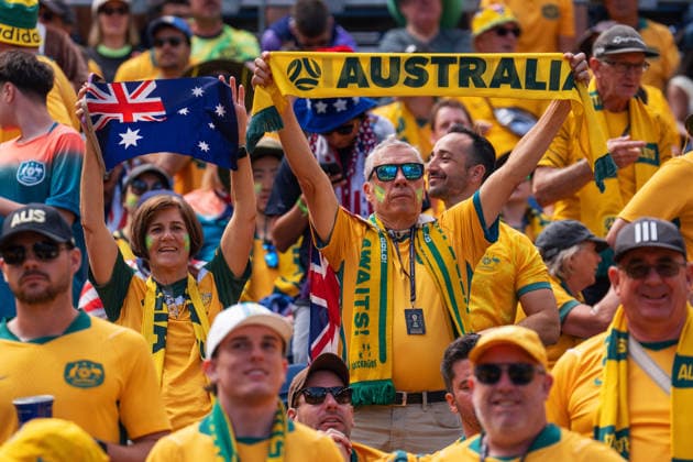 June 19, 2026, Seattle, Washington, USA: Australian fans cheer from the stands during a soccer game between Australia and the United States on Friday, June 19, 2026, at Seattle Stadium in Seattle. Seattle USA - ZUMAm269 20260619_zsp_m269_020 Copyright: xRezaxL.xMalayerix