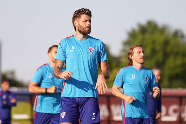 Croatia Training Day - 2026 FIFA World Cup, WM, Weltmeisterschaft, Fussball Duje Caleta-Car 05 of Croatia national football team warms-up during the training day ahead the 2026 FIFA World Cup Group L match against Panama at Centennial Park on June 22, 2026 in Toronto, Canada. (Photo by Leonardo Ramirez Eyepix Group) Copyright: xLeonardoxRamirezx xEyepixxGroupx LR22062026-08344
