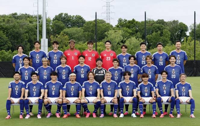 Football: 2026 World Cup Japan football World Cup squad poses for a team photo at its training camp in the suburbs of Nashville, Tennessee, on June 22, 2026.  A14AA0005619896P