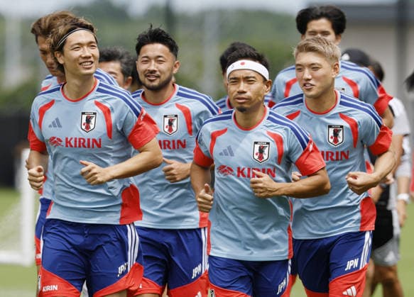 Football: 2026 World Cup The Japan football World Cup squad train at the team s base camp in the suburbs of Nashville, Tennessee, on June 22, 2026, ahead of a Group F match against Sweden.  A14AA0005619916P