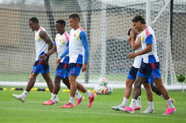 (260623) -- GUADALAJARA, June 23, 2026 -- Players of Colombia attend a training session at the 2026 FIFA World Cup, WM, Weltmeisterschaft, Fussball in Guadalajara, Mexico, June 22, 2026. (Photo by Xinhua) (SP)MEXICO-GUADALAJARA-FIFA WORLD CUP-TRAINING-COLOMBIA MartinxZabala 