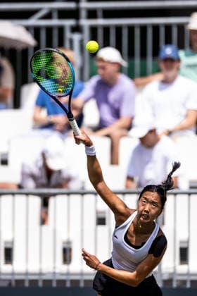 BAD HOMBURG, GERMANY - JUNE 23: Ann Li (USA) during the Bad Homburg Open powered by Solarwatt Singles match between Ann Li (USA) vs Ekaterina Alexandrova at Kurpark Bad Homburg on June 23, 2026 in Bad Homburg, Germany. Hessen Germany Copyright: xSteffiexWunderlx