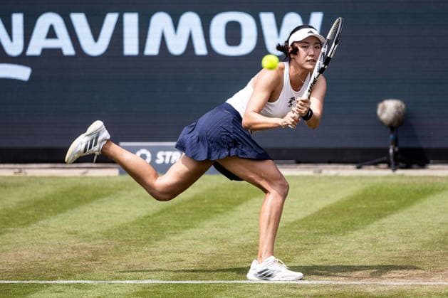 BAD HOMBURG, GERMANY - JUNE 23: Xinyu Wang (CHN) during the Bad Homburg Open powered by Solarwatt Singles match between Xinyu Wang (CHN) vs Leylah Fernandez (CAN) at Kurpark Bad Homburg on June 23, 2026 in Bad Homburg, Germany. Hessen Germany Copyright: xSteffiexWunderlx