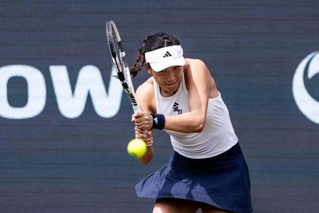 BAD HOMBURG, GERMANY - JUNE 23: Xinyu Wang (CHN) during the Bad Homburg Open powered by Solarwatt Singles match between Xinyu Wang (CHN) vs Leylah Fernandez (CAN) at Kurpark Bad Homburg on June 23, 2026 in Bad Homburg, Germany. Hessen Germany Copyright: xSteffiexWunderlx
