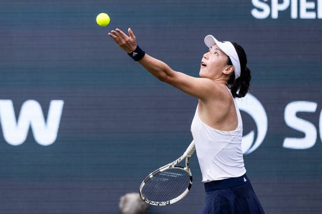 BAD HOMBURG, GERMANY - JUNE 23: Xinyu Wang (CHN) during the Bad Homburg Open powered by Solarwatt Singles match between Xinyu Wang (CHN) vs Leylah Fernandez (CAN) at Kurpark Bad Homburg on June 23, 2026 in Bad Homburg, Germany. Hessen Germany Copyright: xSteffiexWunderlx