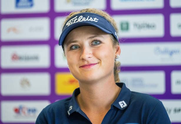 Czech Sara Kouskova poses for photographers during press conference, PK, Pressekonferenz prior to the Tipsport Czech Ladies Open golf tournament from the Ladies European Tour (LET) series in Beroun, Czech Republic, June 23, 2026. (CTKxPhoto MichaelaxRihova) CTKPhotoP2026062305503  CTKPhotoP2026062305503
