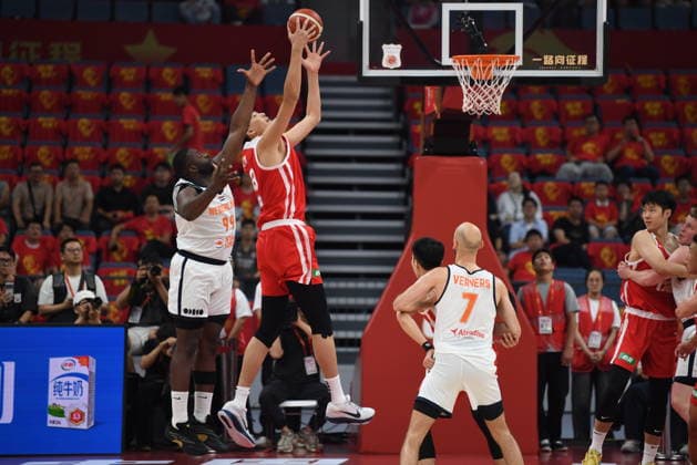 HANGZHOU, CHINA - JUNE 23: Players from Team China and Team Netherlands compete during the 2026 International Basketball Warm-up Match on June 23, 2026 in Hangzhou, Zhejiang Province of China.  Copyright: xVCGx 111649957589