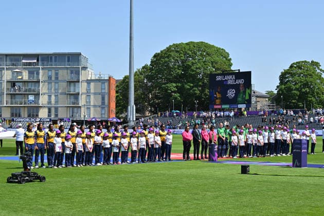 Sri Lanka Women v Ireland Women, ICC Women s T20 World Cup Teams are on the field for the Sri Lanka and Ireland national anthems ahead of play during the ICC Women s T20 World Cup match between Sri Lanka Women and Ireland Women at the Seat Unique Stadium, Bristol, UK on 23 June 2026. Bristol Seat Unique Stadium Gloucestershire UK Editorial use only , Copyright: xGrahamxHuntx PSI-24399-0001