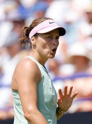 RECORD DATE NOT STATED 23rd June 2026; Devonshire Park Lawn Tennis Club, Eastbourne, East Sussex, England; Lexus Eastbourne Open Tennis, Day Three; Tatjana Maria (GER) communicates with her coach during the match against Jasmine Paolini (ITA) HongboxChen