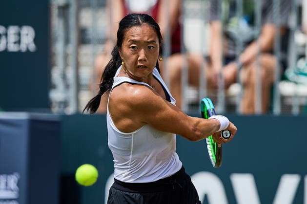 June 23, 2026, Bad Homburg, Hessen, Germany: Ann Li of United States returns with backhand to Ekaterina Alexandrova during the BAD HOMBURG OPEN powered by SOLARWATTT- WTA500 - Womens Tennis, 23.6.2026 in Bad Homburg (Tennis-Club Bad Homburg), Germany - Photo: Tennis 2026: Bad Hombug Open - WTA500: WANG 6:3 6:4 FERNANDEZ  - ZUMAs343 20260623_zsp_s343_062 Copyright: xMathiasxSchulzx