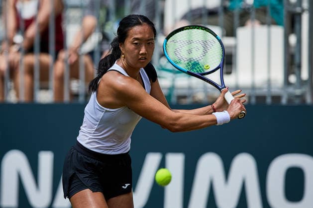 June 23, 2026, Bad Homburg, Hessen, Germany: Ann Li of United States returns with backhand to Ekaterina Alexandrova during the BAD HOMBURG OPEN powered by SOLARWATTT- WTA500 - Womens Tennis, 23.6.2026 in Bad Homburg (Tennis-Club Bad Homburg), Germany - Photo: Tennis 2026: Bad Hombug Open - WTA500: WANG 6:3 6:4 FERNANDEZ  - ZUMAs343 20260623_zsp_s343_063 Copyright: xMathiasxSchulzx