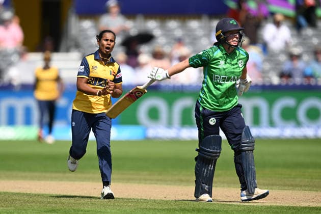 Sri Lanka Women v Ireland Women, ICC Women s T20 World Cup Wicket - Nilakshika Silva of Sri Lanka celebrates taking the wicket of Leah Paul of Ireland during the ICC Women s T20 World Cup match between Sri Lanka Women and Ireland Women at the Seat Unique Stadium, Bristol, UK on 23 June 2026. Bristol Seat Unique Stadium Gloucestershire UK Editorial use only , Copyright: xGrahamxHuntx PSI-24399-0041