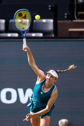 BAD HOMBURG, GERMANY - JUNE 23: Elise Mertens (BEL) during the Bad Homburg Open powered by Solarwatt Singles match between Naomi Osaka (JPN) vs Elise Mertens (BEL) at Kurpark Bad Homburg on June 23, 2026 in Bad Homburg, Germany. Hessen Germany Copyright: xSteffiexWunderlx