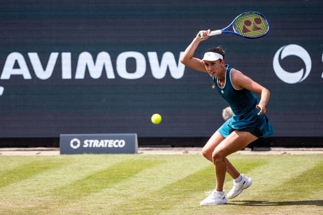 BAD HOMBURG, GERMANY - JUNE 23: Elise Mertens (BEL) during the Bad Homburg Open powered by Solarwatt Singles match between Naomi Osaka (JPN) vs Elise Mertens (BEL) at Kurpark Bad Homburg on June 23, 2026 in Bad Homburg, Germany. Hessen Germany Copyright: xSteffiexWunderlx