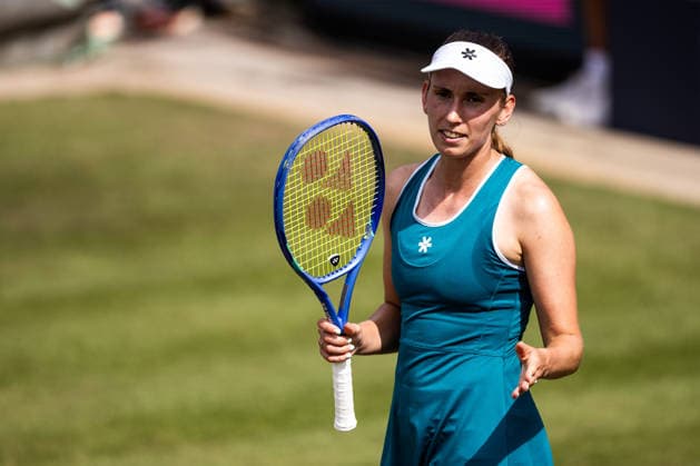 BAD HOMBURG, GERMANY - JUNE 23: Elise Mertens (BEL) during the Bad Homburg Open powered by Solarwatt Singles match between Naomi Osaka (JPN) vs Elise Mertens (BEL) at Kurpark Bad Homburg on June 23, 2026 in Bad Homburg, Germany. Hessen Germany Copyright: xSteffiexWunderlx