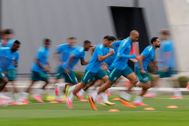 Players of Brazil react during a training session at center Columbia Park in Morristown, New Jersey, US, on 22 June 2026. Brazil national team, Nationalteam Training in New Jersey !ACHTUNG: NUR REDAKTIONELLE NUTZUNG!  Copyright: xSebastiaoxMoreirax GRAF4122 20260623-55020683874_1