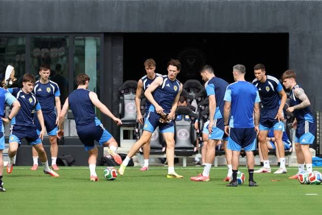 Scotland players during a training session Scotland Training, 2026 FIFA World Cup, WM, Weltmeisterschaft, Fussball Football, Inter Miami Stadium, Miami, Florida, USA - 23 Jun 2026Miami Inter Miami Stadium Florida (FL) United States of America EDITORIAL USE ONLY No use with unauthorised audio, video, data, fixture lists, club league logos or live services. Online in-match use limited to 120 images, no video emulation. No use in betting, games or single club league player publications.  Copyright: xChrisxArjoon Shutterstockx 16956018a