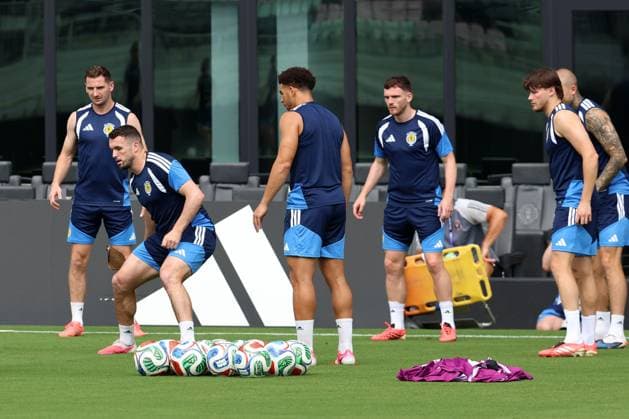 Scotland players during a training session Scotland Training, 2026 FIFA World Cup, WM, Weltmeisterschaft, Fussball Football, Inter Miami Stadium, Miami, Florida, USA - 23 Jun 2026Miami Inter Miami Stadium Florida (FL) United States of America EDITORIAL USE ONLY No use with unauthorised audio, video, data, fixture lists, club league logos or live services. Online in-match use limited to 120 images, no video emulation. No use in betting, games or single club league player publications.  Copyright: xChrisxArjoon Shutterstockx 16956018b