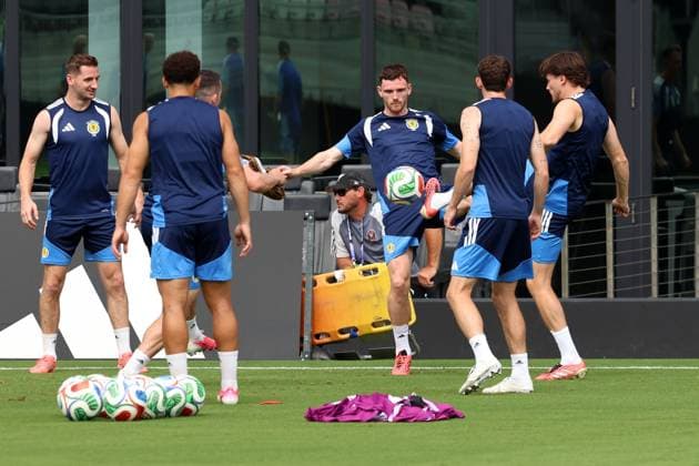 Scotland players during a training session Scotland Training, 2026 FIFA World Cup, WM, Weltmeisterschaft, Fussball Football, Inter Miami Stadium, Miami, Florida, USA - 23 Jun 2026Miami Inter Miami Stadium Florida (FL) United States of America EDITORIAL USE ONLY No use with unauthorised audio, video, data, fixture lists, club league logos or live services. Online in-match use limited to 120 images, no video emulation. No use in betting, games or single club league player publications.  Copyright: xChrisxArjoon Shutterstockx 16956018w