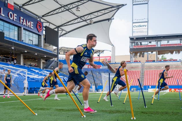 260623 Elliot Stroud of the Swedish national football team at a training session during day 13 of the FIFA World Cup, WM, Weltmeisterschaft, Fussball 2026 on June 23, 2026 in Dallas. Photo: Petter Arvidson BILDBYRAN kod PA PA1250 fotboll football soccer fotball vm fotbolls-vm fotball-vm fotbolls-vm 2026 fifa world cup 2026 träning practice training sverige sweden sverige a day 13 bbeng *** June 23, 2026  Copyright: PETTERxARVIDSON BB260623PA019
