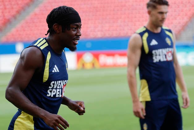 Sweden s Anthony Elanga takes part in a training session held at FC Dallas Stadium, in Dallas, United States, 23 June 2026. Sweden will face Japan in their 2026 FIFA World Cup, WM, Weltmeisterschaft, Fussball Group F soccer match on 26 June. 2026 FIFA World Cup - Group F - Sweden s training session !ACHTUNG: NUR REDAKTIONELLE NUTZUNG!  Copyright: xMariscalx GRAF4230 20260623-55020684822_1