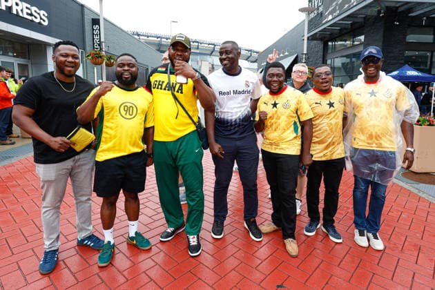 June 23, 2026; Foxborough, Massachusetts, USA; Ghana supporters gather at Patriot Place ahead of in a FIFA World Cup, WM, Weltmeisterschaft, Fussball 2026 Group L match between England and Ghana at Boston Stadium. (c) CSM - ZUMAc04_ 20260623_zma_c04_005 Copyright: xBurtxGranofskyx