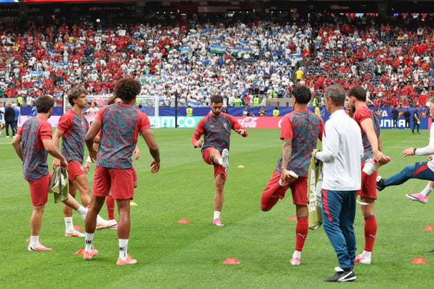 Players of Portugal warm up before the Group K match between Portugal and Uzbekistan at the 2026 FIFA World Cup, WM, Weltmeisterschaft, Fussball 2026 group stage match at the Houston stadium, United States, 23 June 2026. FIFA World Cup 2026 - Group K - Portugal vs Uzbekistan !ACHTUNG: NUR REDAKTIONELLE NUTZUNG!  Copyright: xCarlosxRamirezx GRAF4266 20260623-55020685197_1
